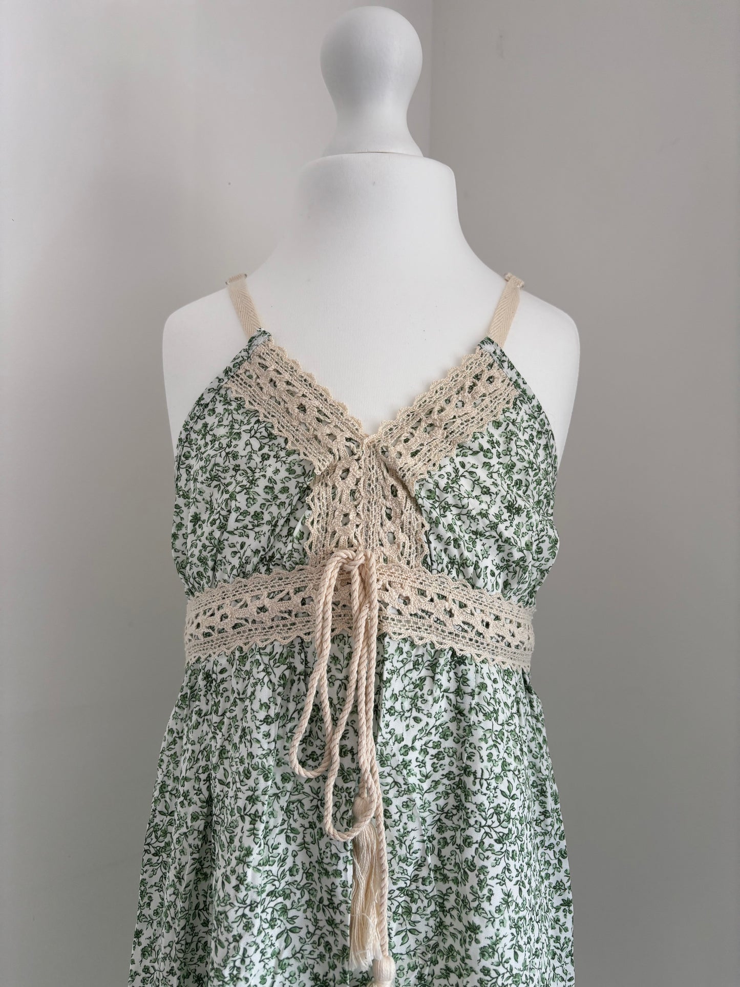 Robe bohème fleurie kaki
