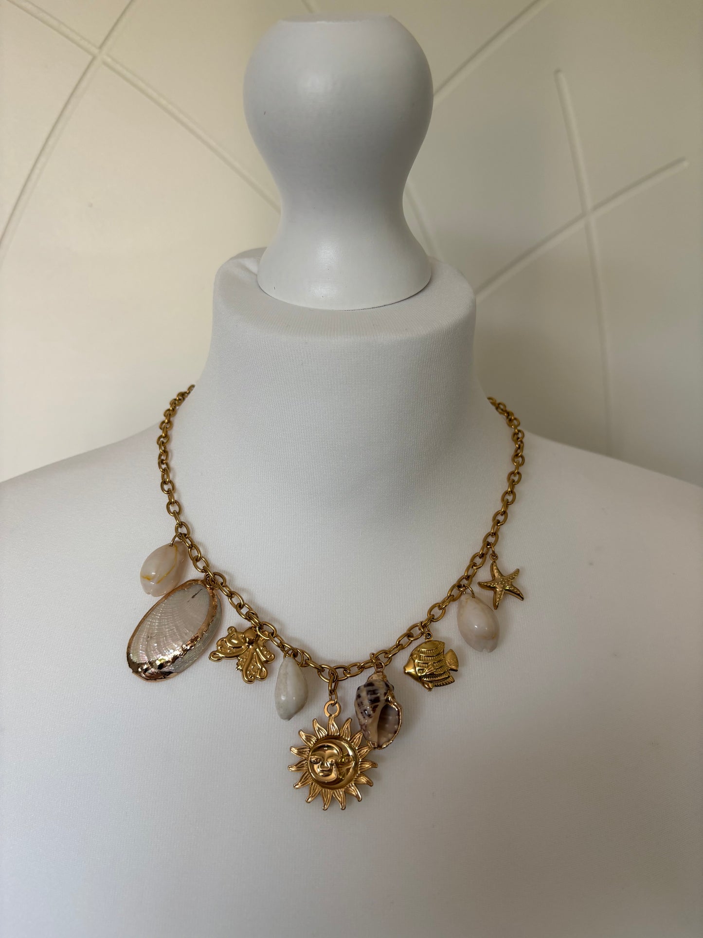 Collier en acier inoxydable ajustable charms coquillage