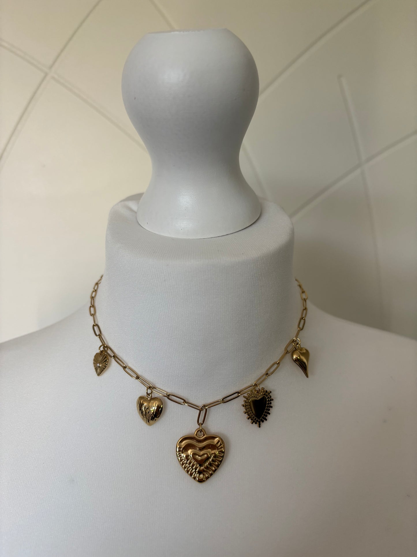 Collier en acier inoxydable coeurs