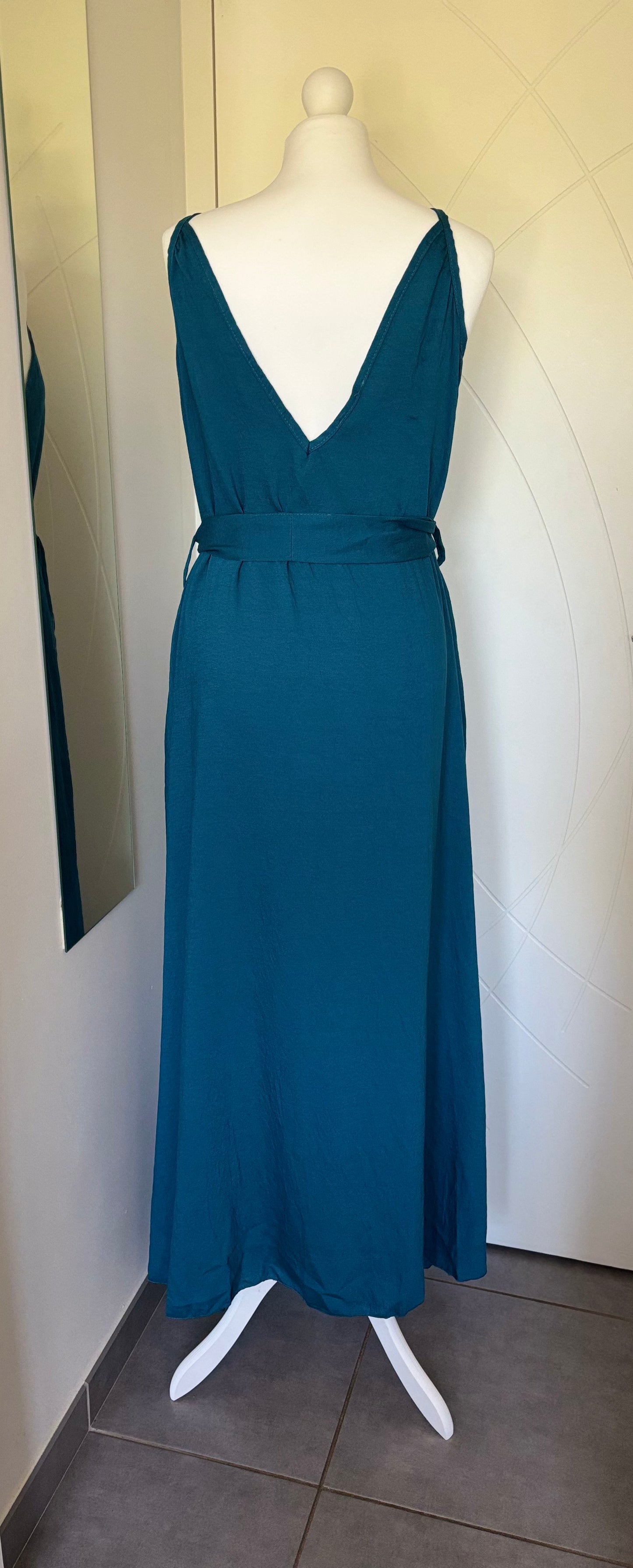 Robe longue à bretelles bleu