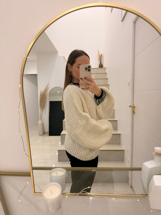 Pull oversize en maille épaisse beige
