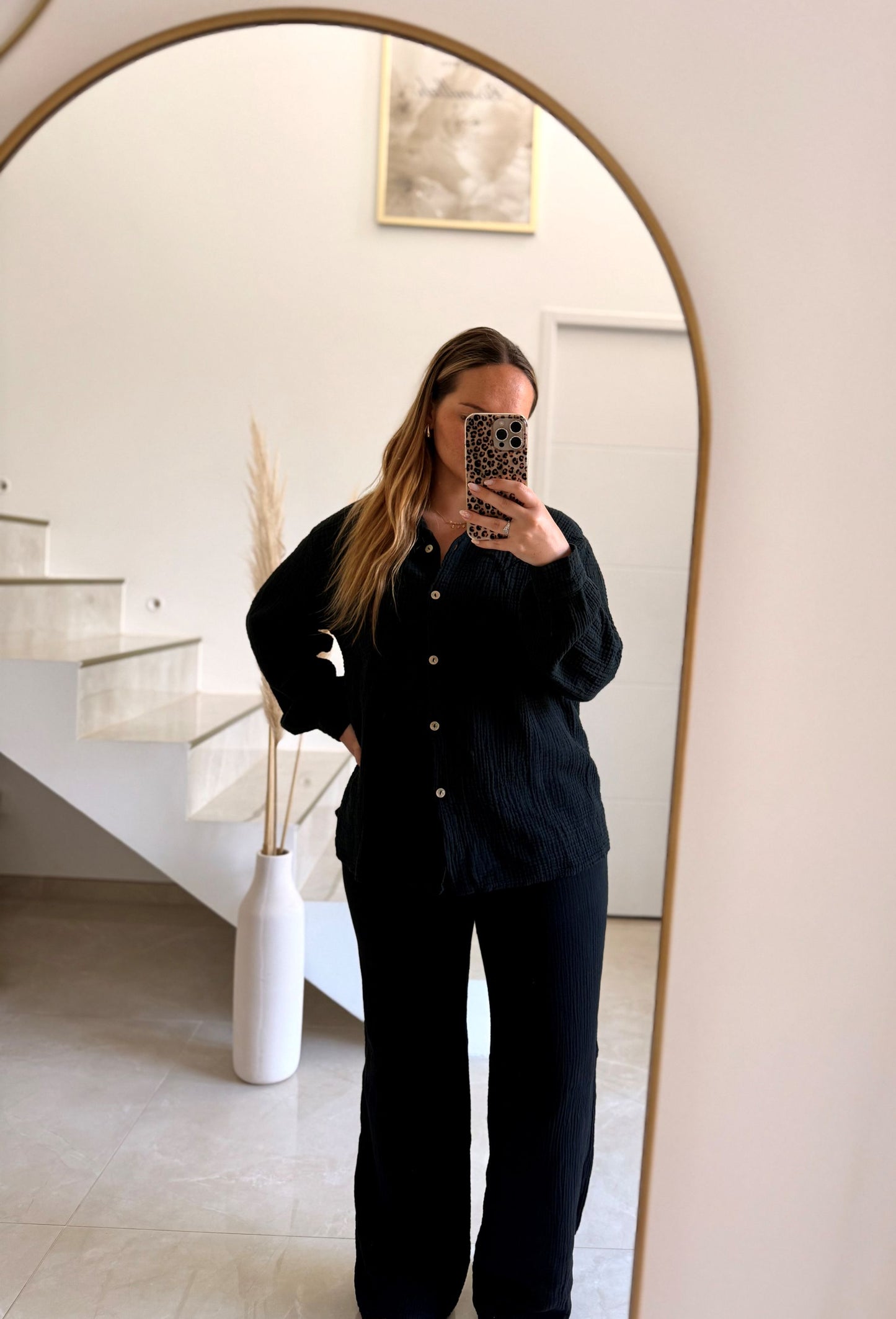 Chemise en gaze de coton noir ✨