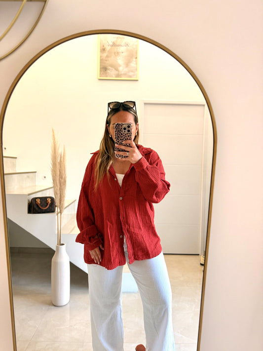 Chemise en gaze de coton rouille 🤎✨