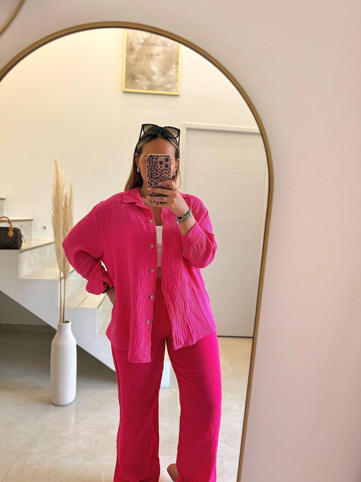 Chemise en gaze de coton fuschia ✨