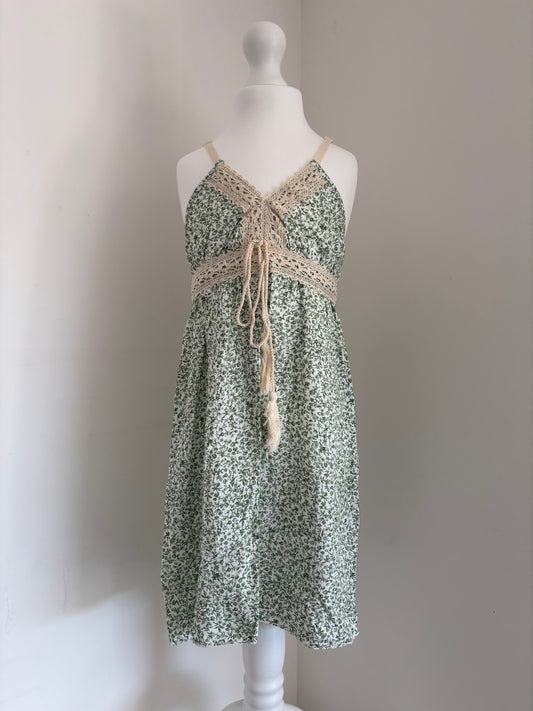 Robe bohème fleurie kaki