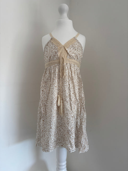 Robe bohème fleurie beige