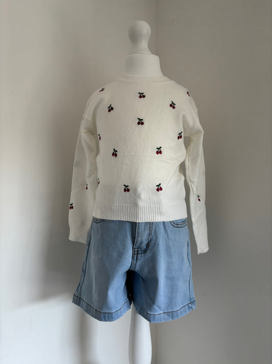 Pull en maille cerise