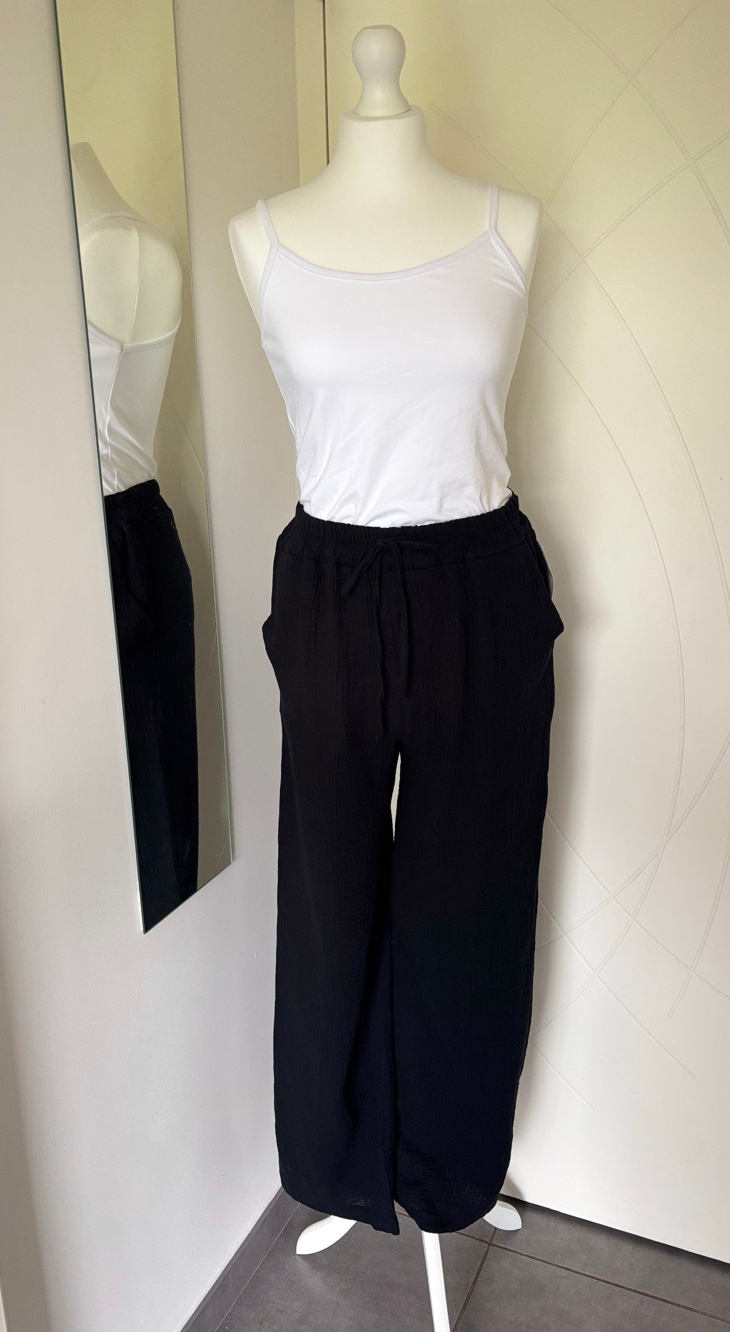 Pantalon en gaze de coton noir