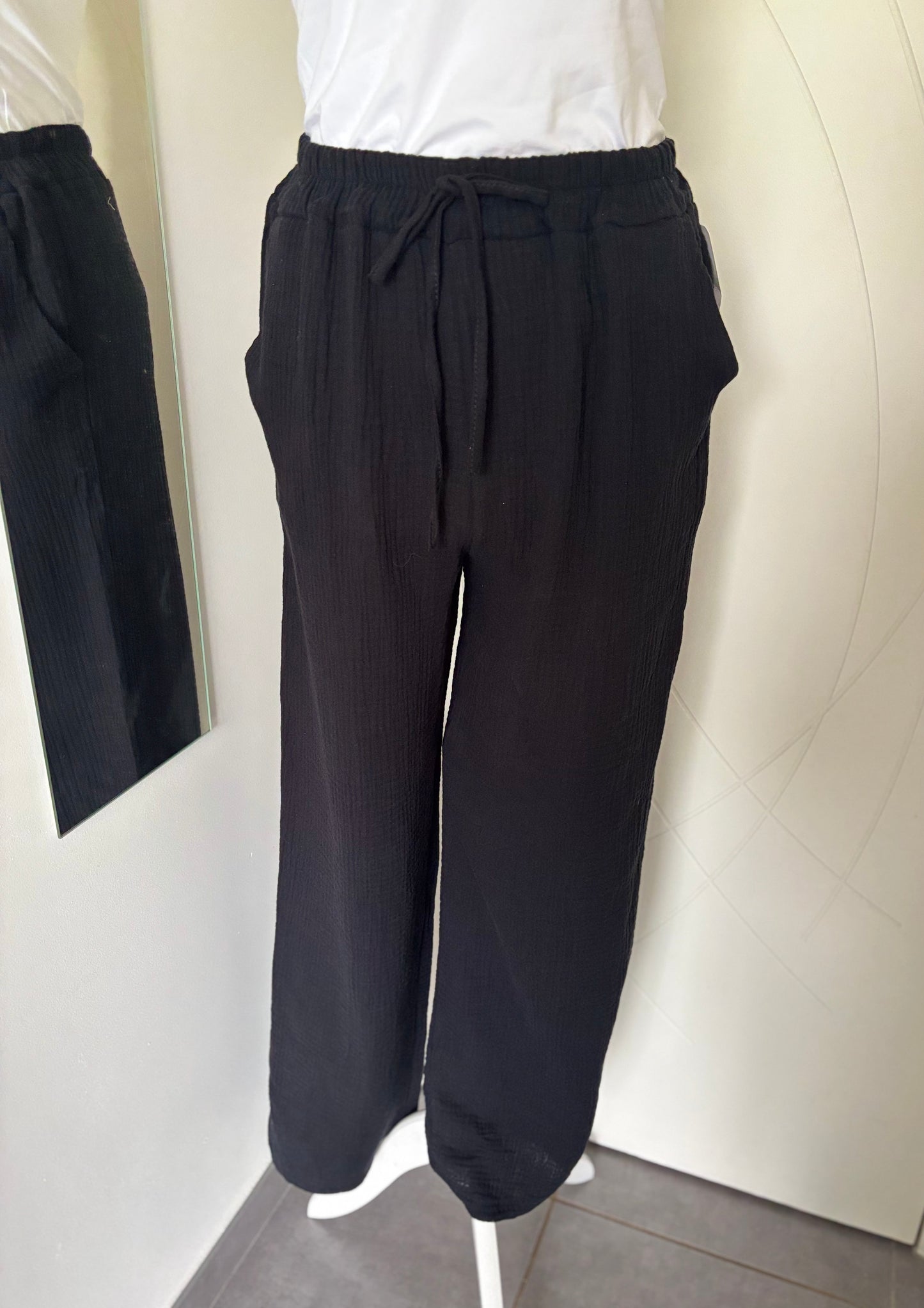Pantalon en gaze de coton noir