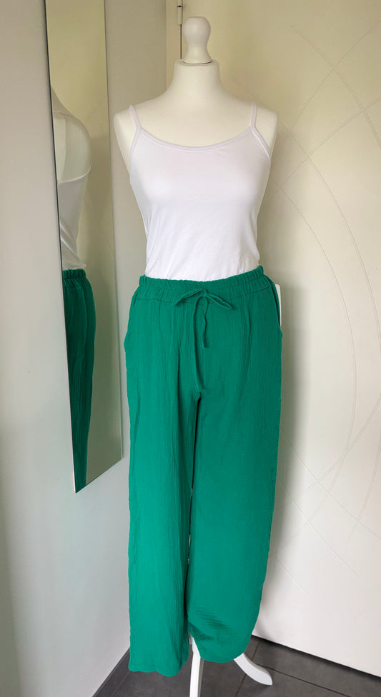 Pantalon en gaze de coton vert