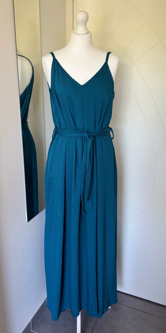 Robe longue à bretelles bleu
