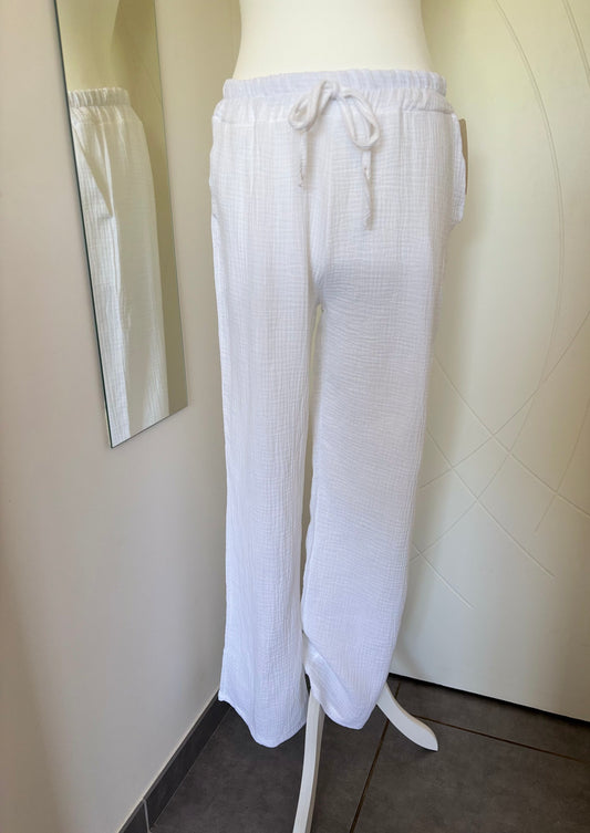Pantalon en gaze de coton blanc