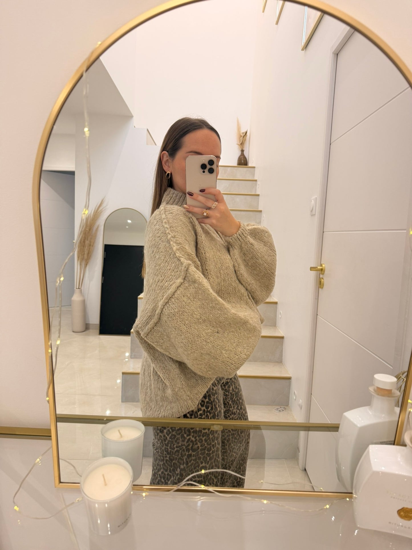 Cardigan oversize en maille beige