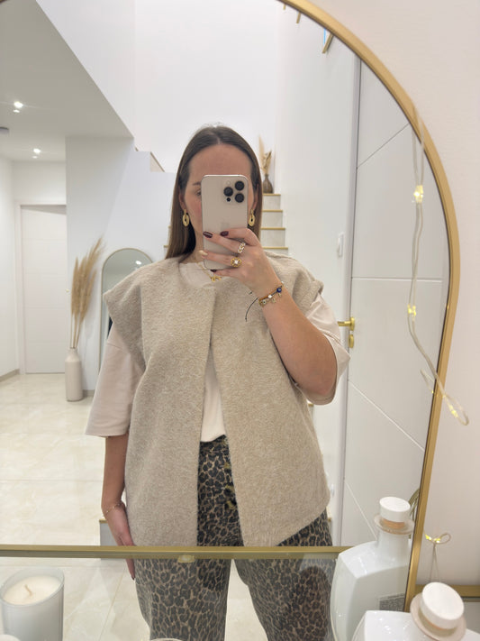 Gilet sans manches beige