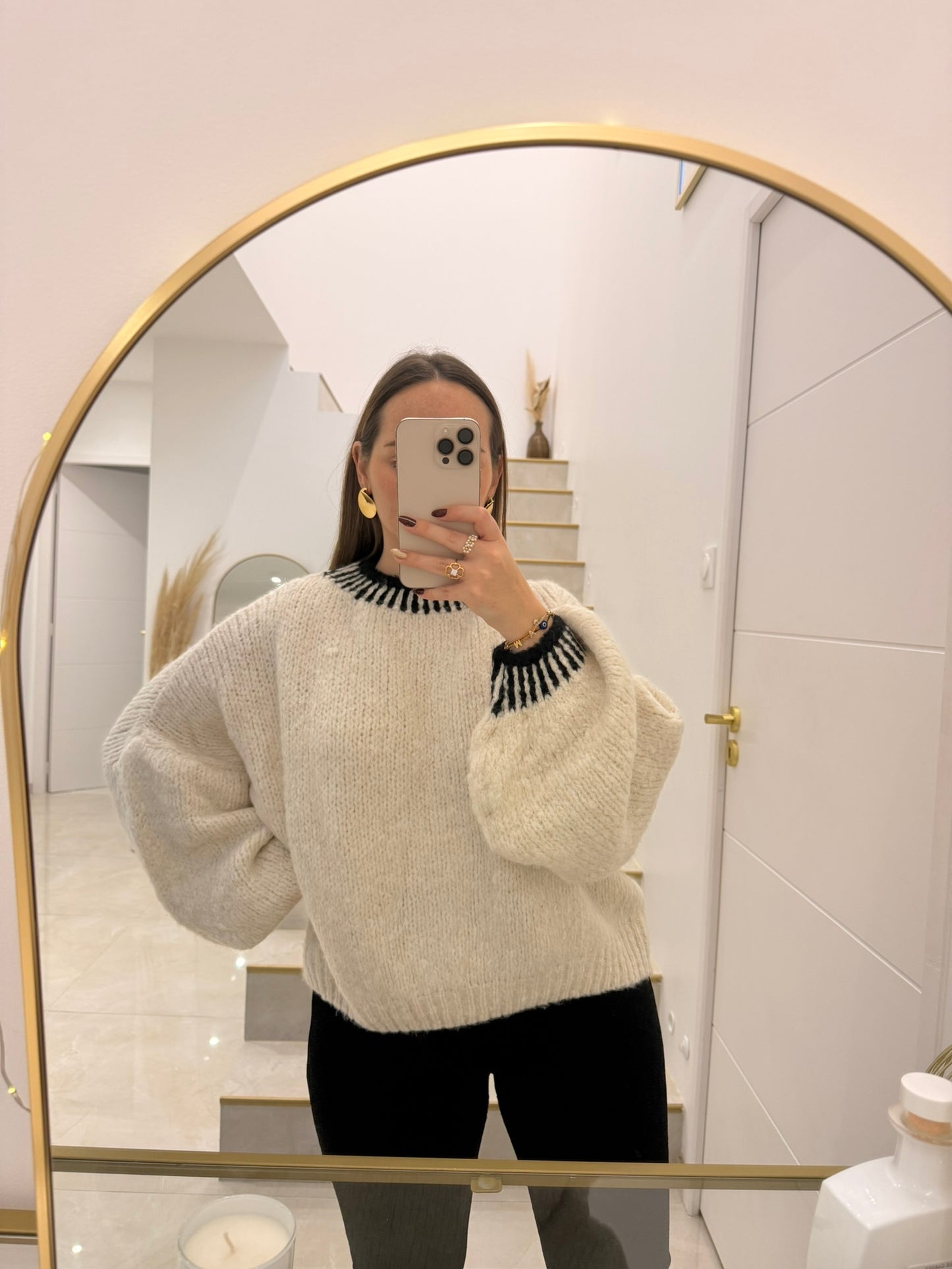 Pull oversize en maille épaisse beige