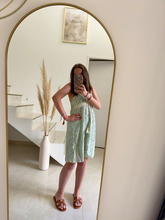 Robe bohème fleurie kaki