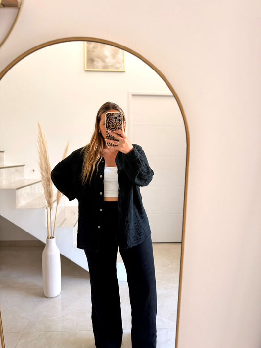 Chemise en gaze de coton noir ✨