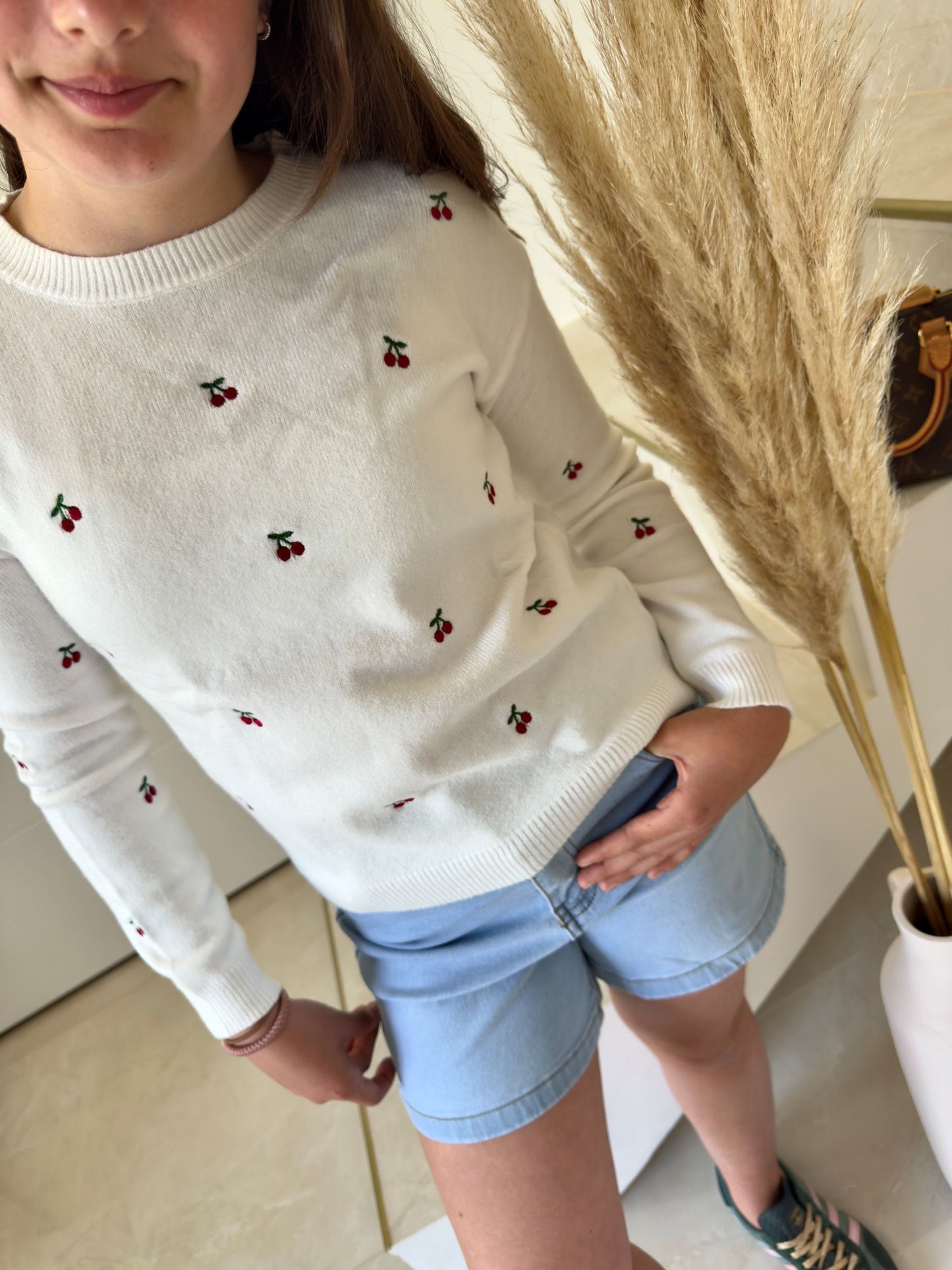 Pull en maille cerise