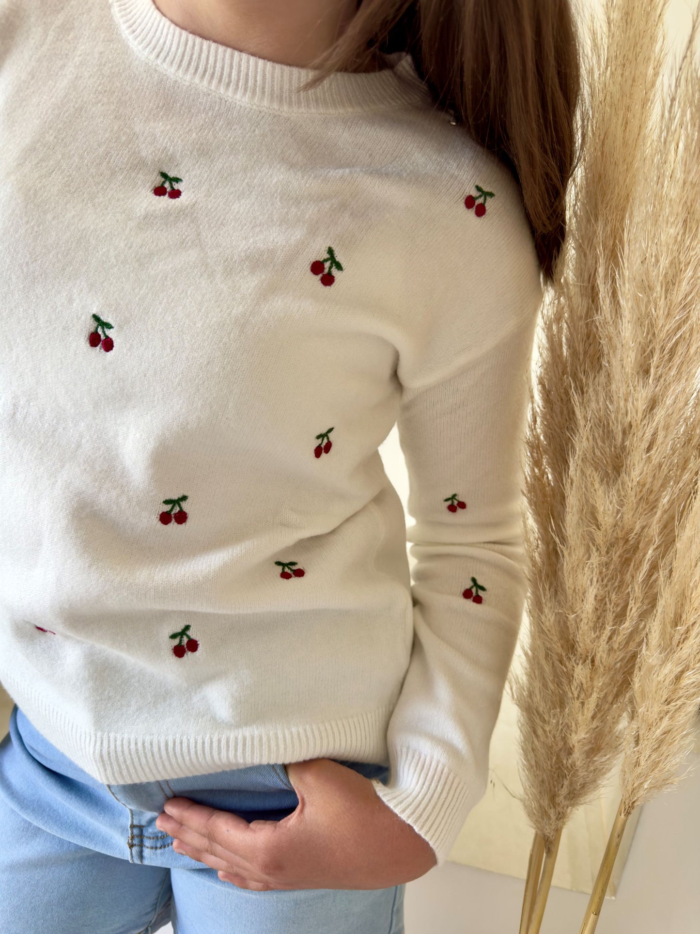 Pull en maille cerise