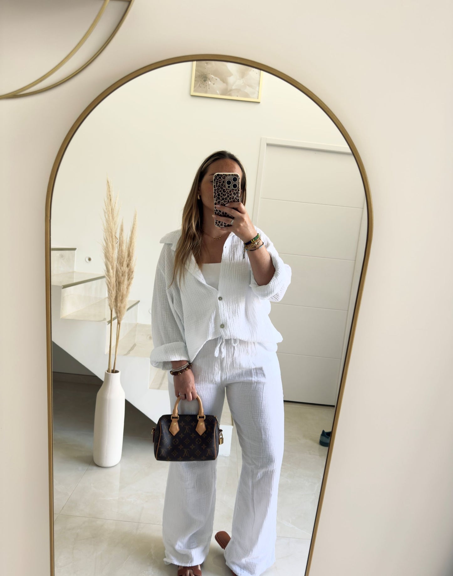 Pantalon en gaze de coton blanc