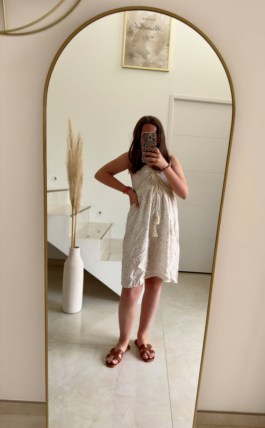 Robe bohème fleurie beige