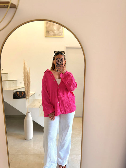 Chemise en gaze de coton fuschia ✨