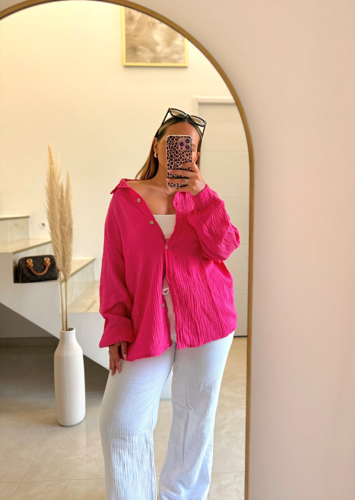 Chemise en gaze de coton fuschia ✨