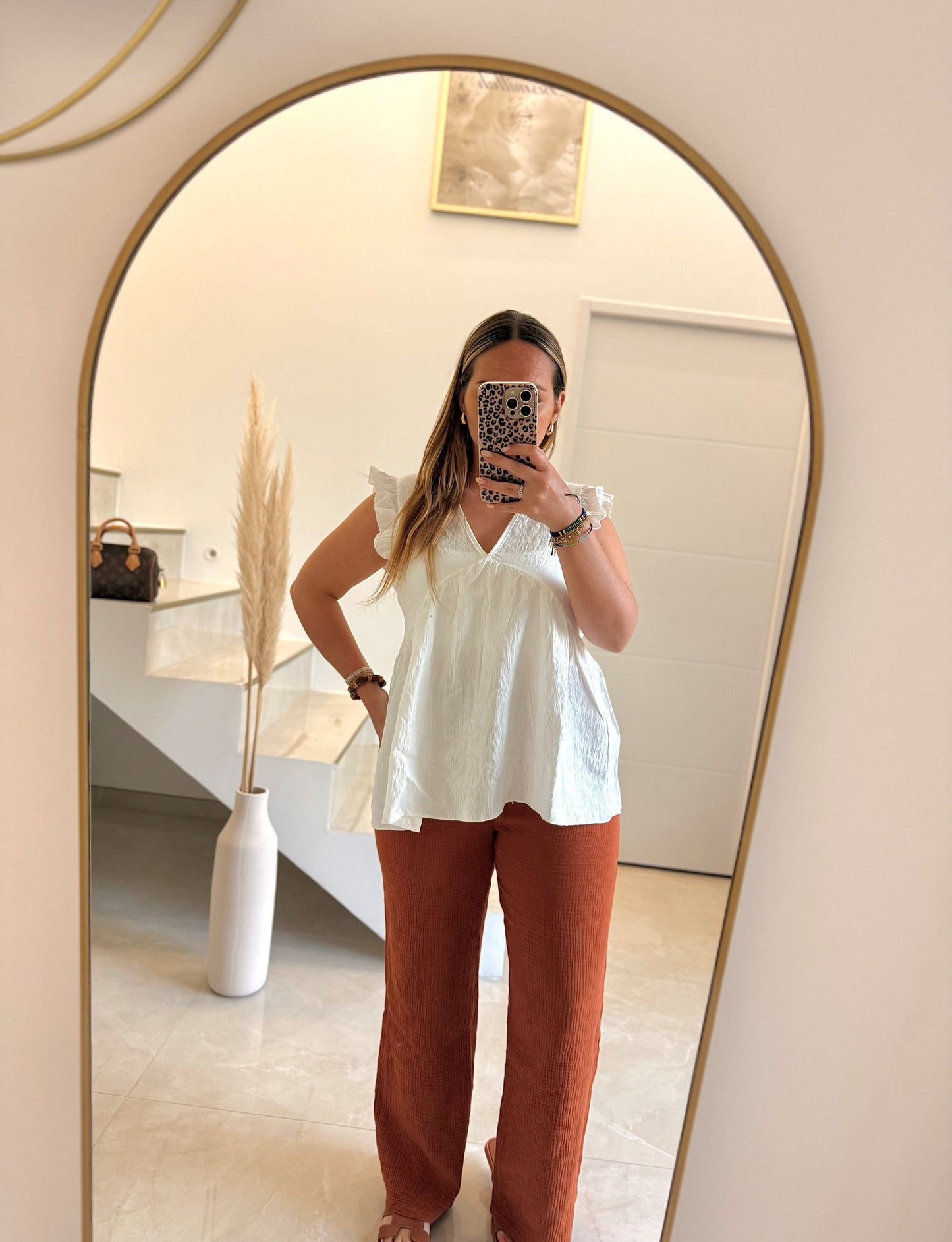 Pantalon couleur rouille en gaze de coton 🤎✨