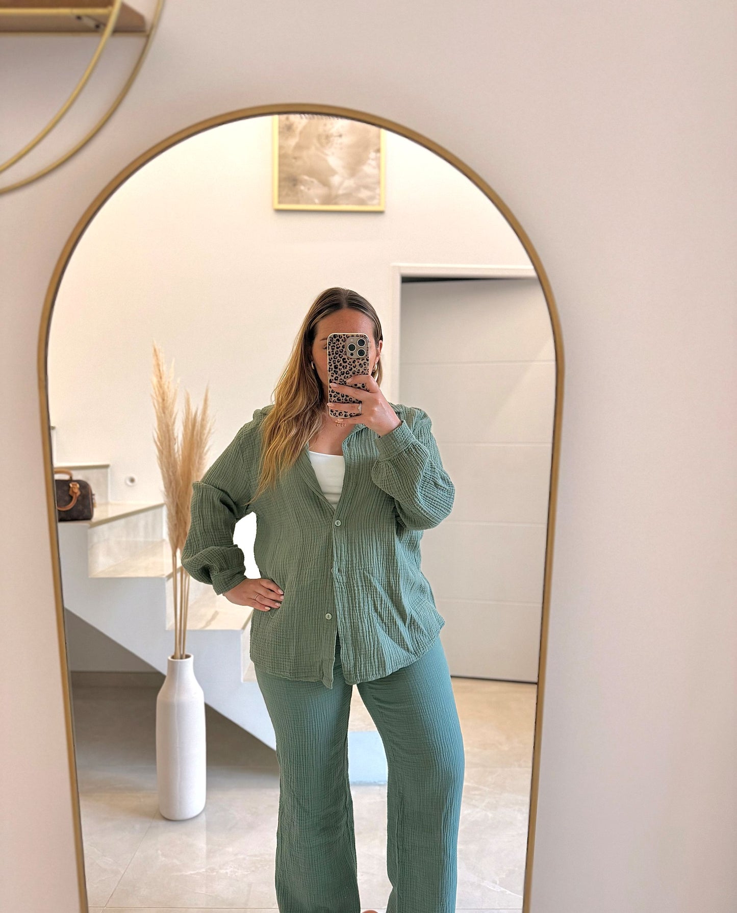 Chemise en gaze de coton kaki✨