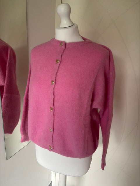 Cardigan femme en alpaga & laine rose