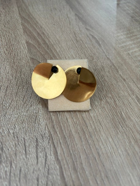 Boucles d'oreilles or avec pierre noir