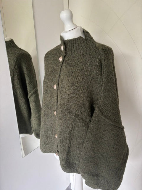 Cardigan oversize en maille kaki