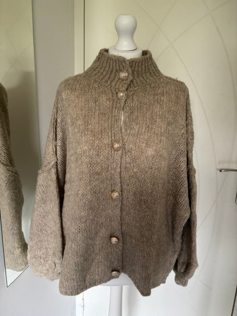 Cardigan oversize en maille beige
